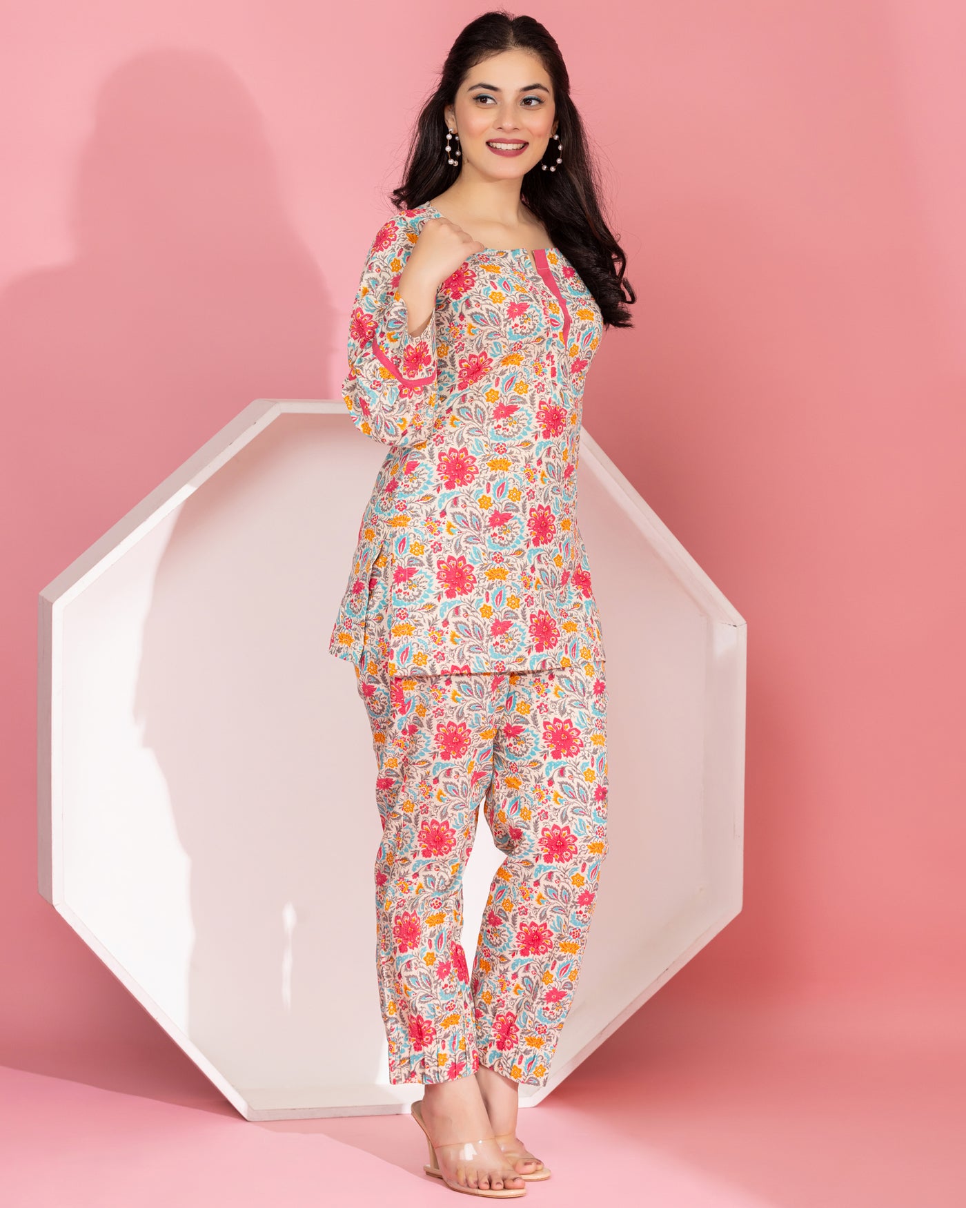 Lily Red Blossom Cotton Co-ord Set