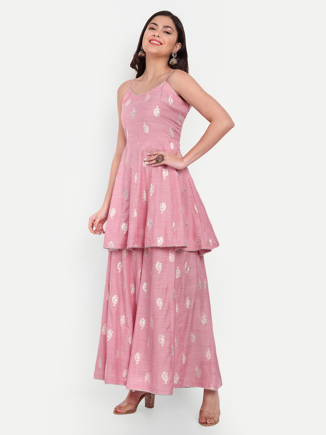 Pink Sharara Suit Set ( set of 3)